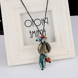 Ethnic Style Handmade Ceramic Necklace（Adjustable length）