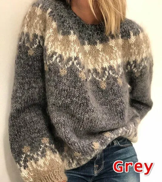 Ethnic-Style Jacquard Knitted Sweater