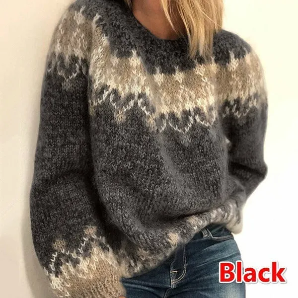 Ethnic-Style Jacquard Knitted Sweater