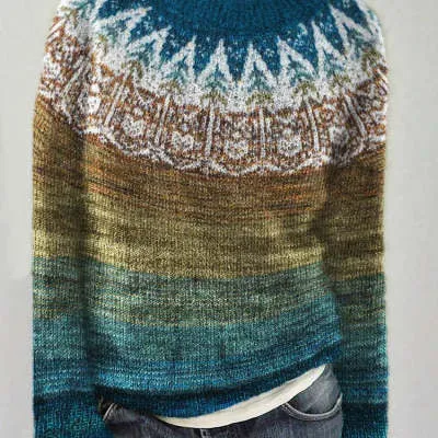 Ethnic-Style Jacquard Knitted Sweater