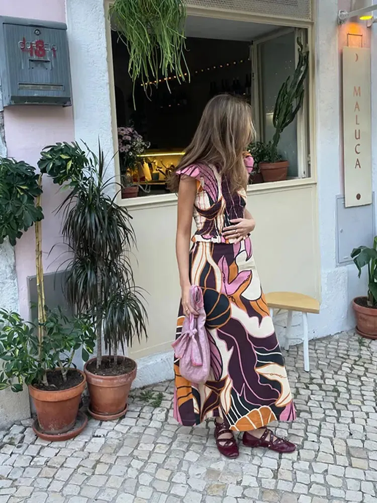 Ethnic Style Printed Skirt Set
