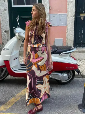 Ethnic Style Printed Skirt Set
