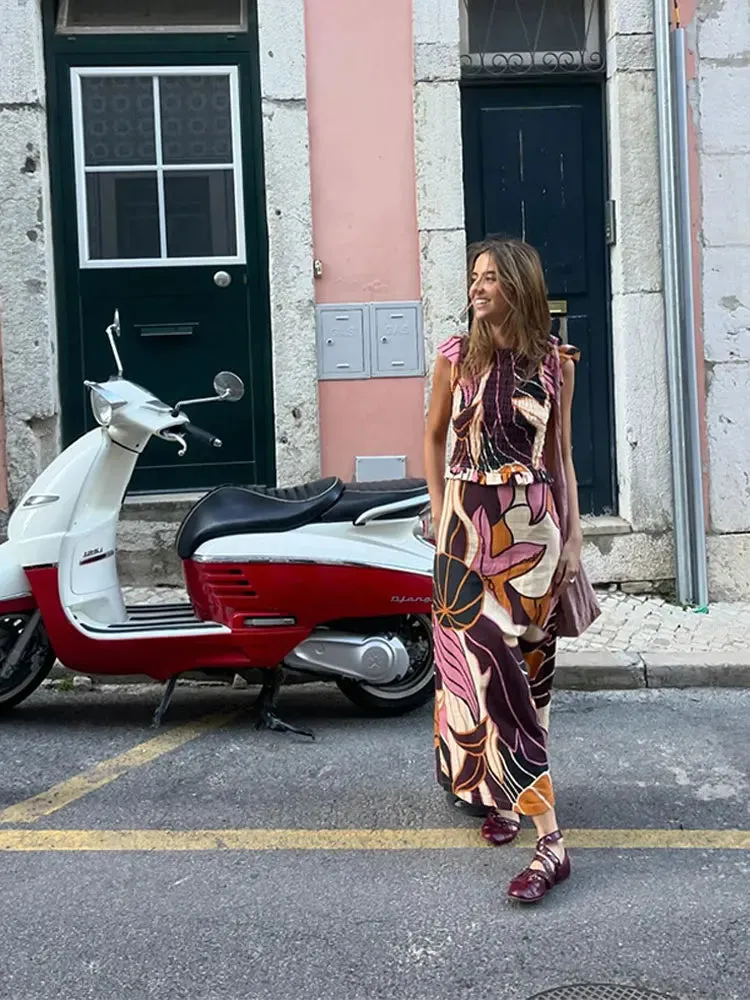 Ethnic Style Printed Skirt Set