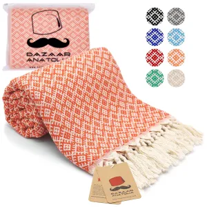 Ethnic Turkish Beach Towel 35 x 74" (100x 190 cm) - Orange