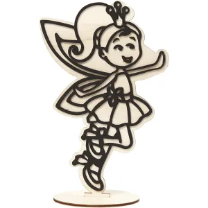 EVA Foam Fairy Motif Wooden Figure With Stand Painting Clay Decoration Crafts