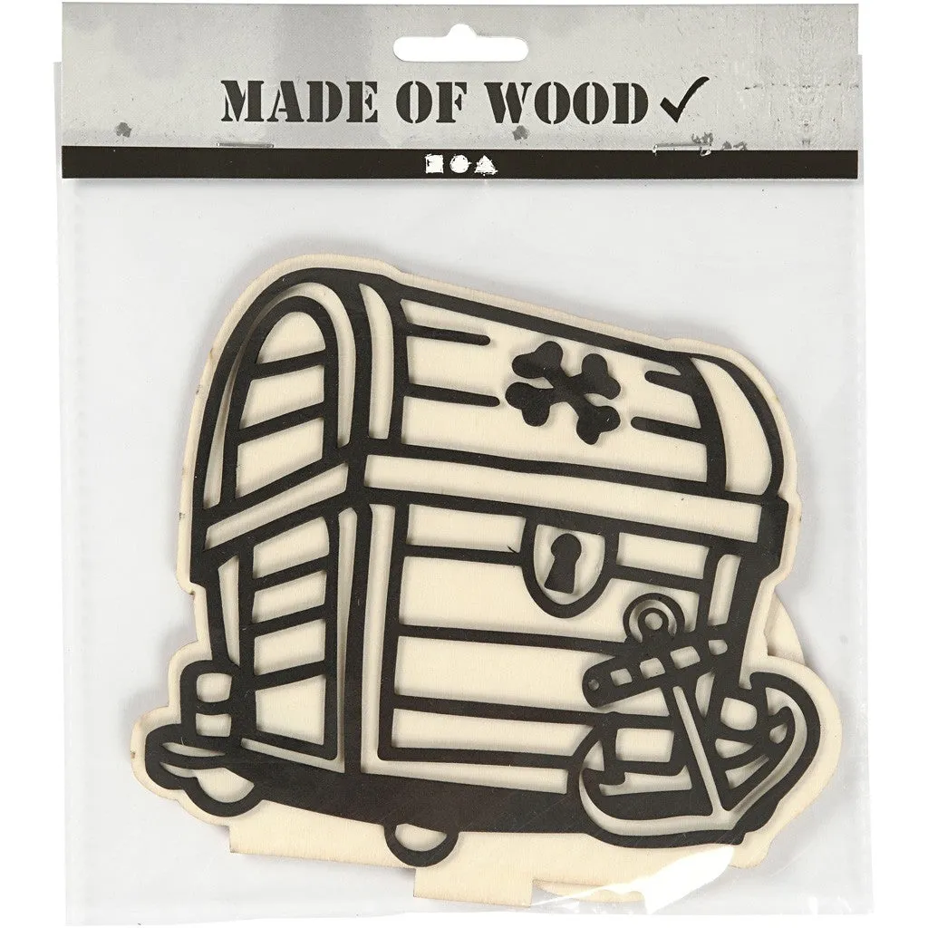 EVA Foam Treasure Box Motif Wooden Figure With Stand Paint Clay Decoration Craft