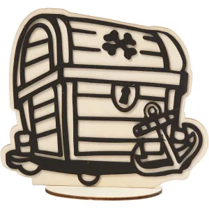 EVA Foam Treasure Box Motif Wooden Figure With Stand Paint Clay Decoration Craft