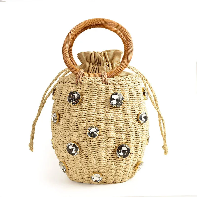 Evelyn Crystal Straw Bag