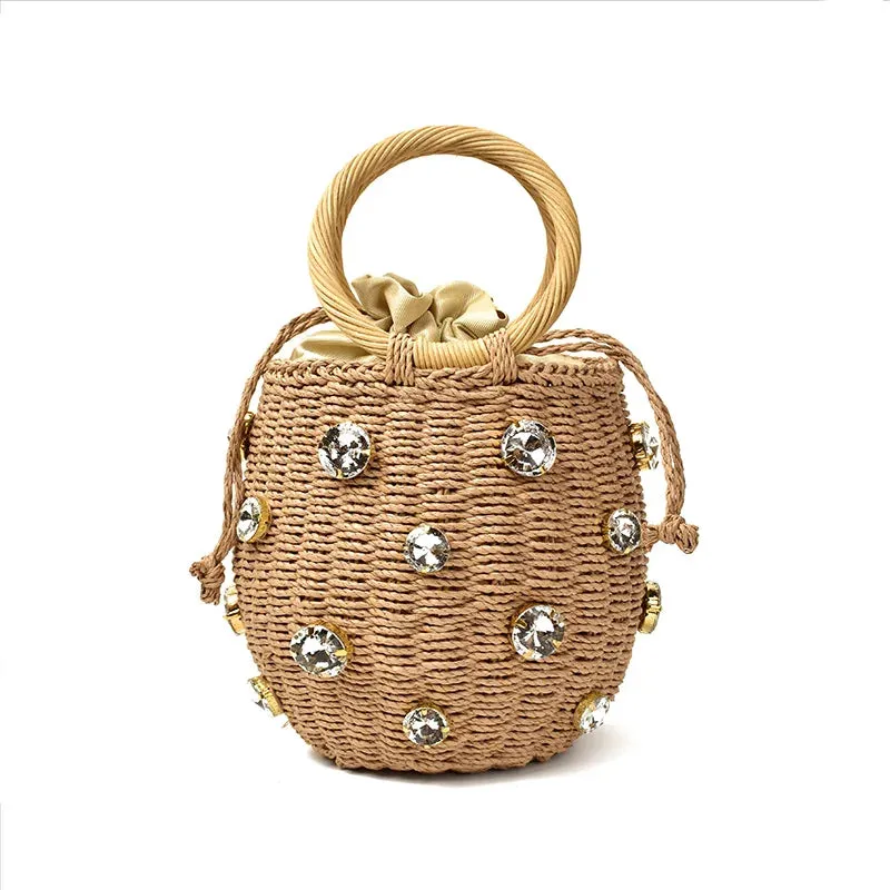 Evelyn Crystal Straw Bag