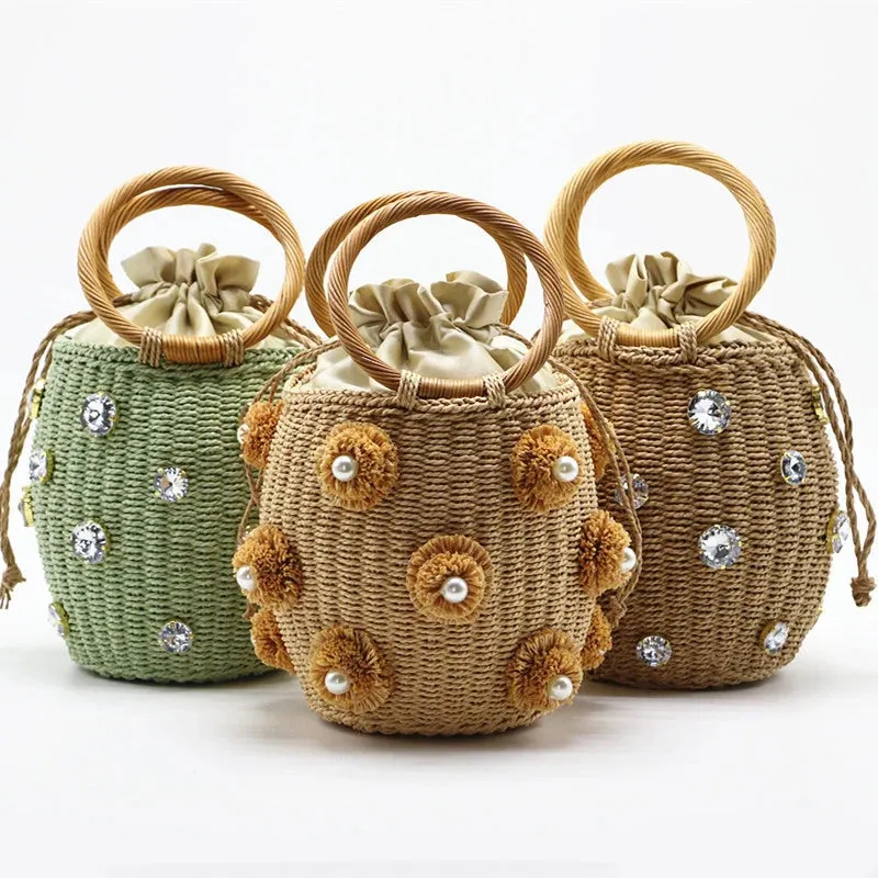 Evelyn Crystal Straw Bag