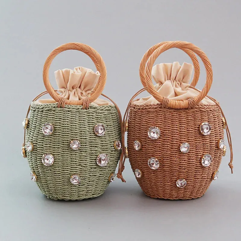Evelyn Crystal Straw Bag