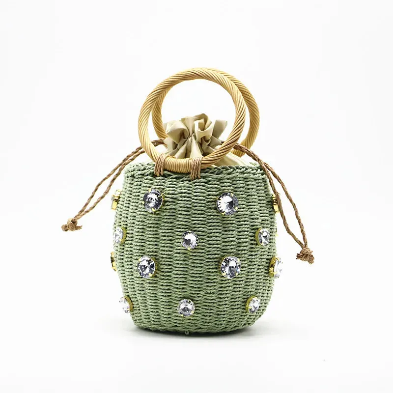 Evelyn Crystal Straw Bag