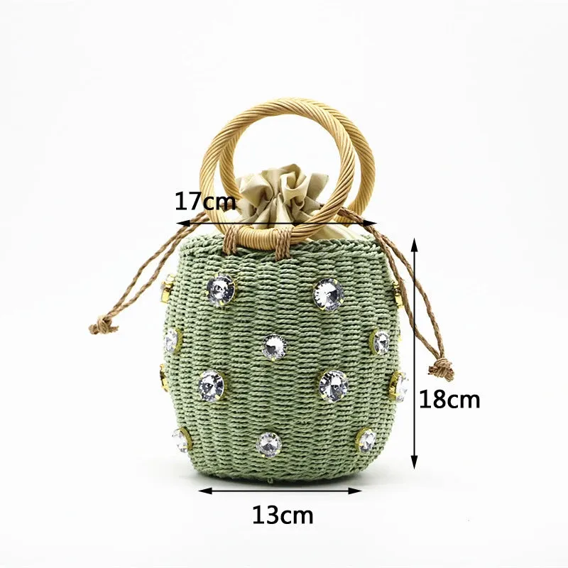 Evelyn Crystal Straw Bag