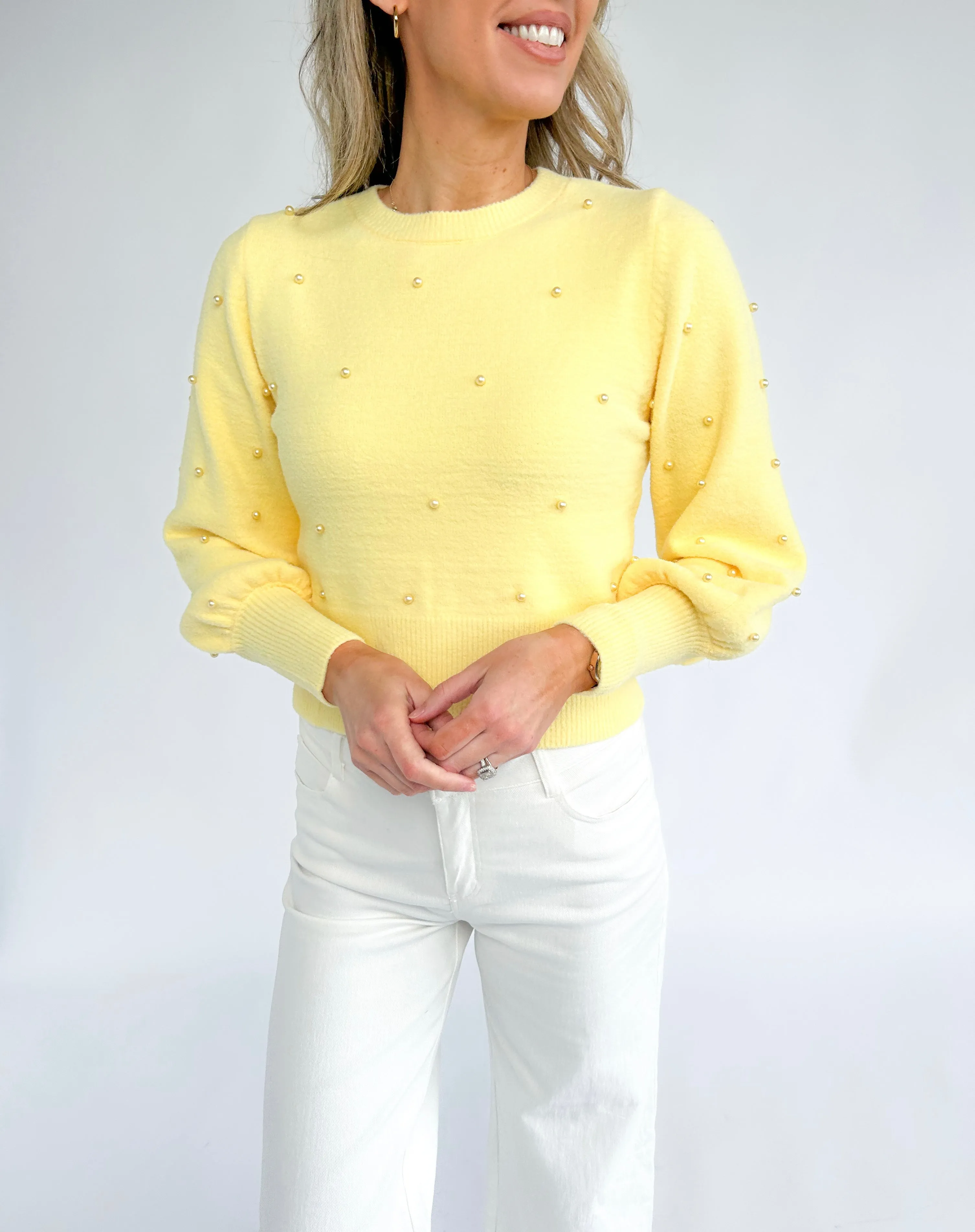 Evelyn Monochromatic Pearl Sweater