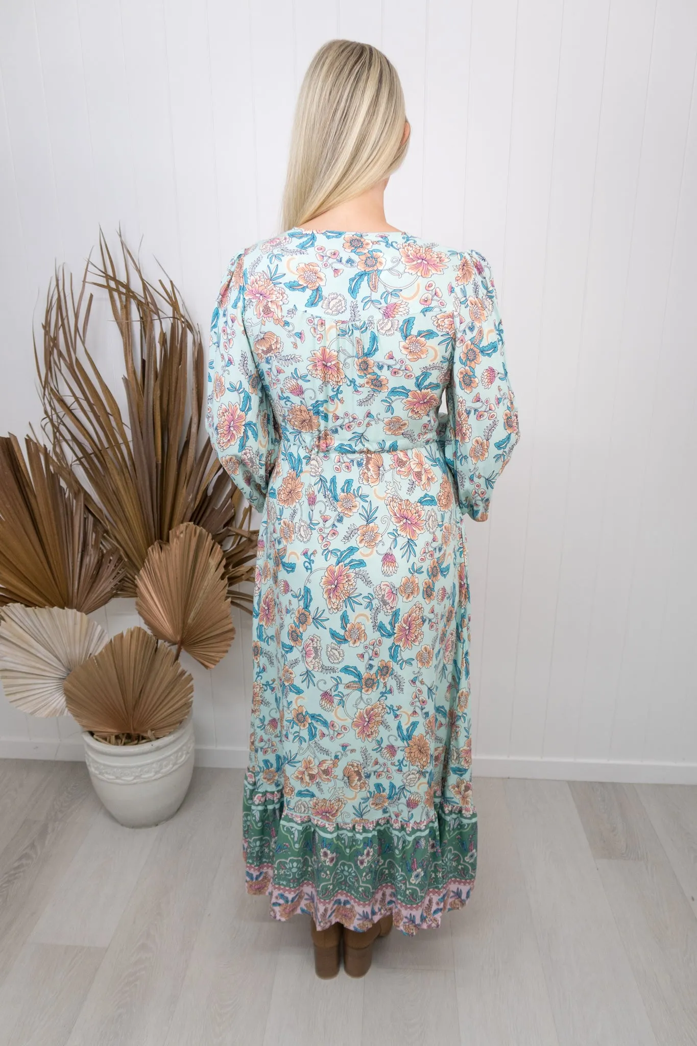Everly Maxi Dress -Teal/pink