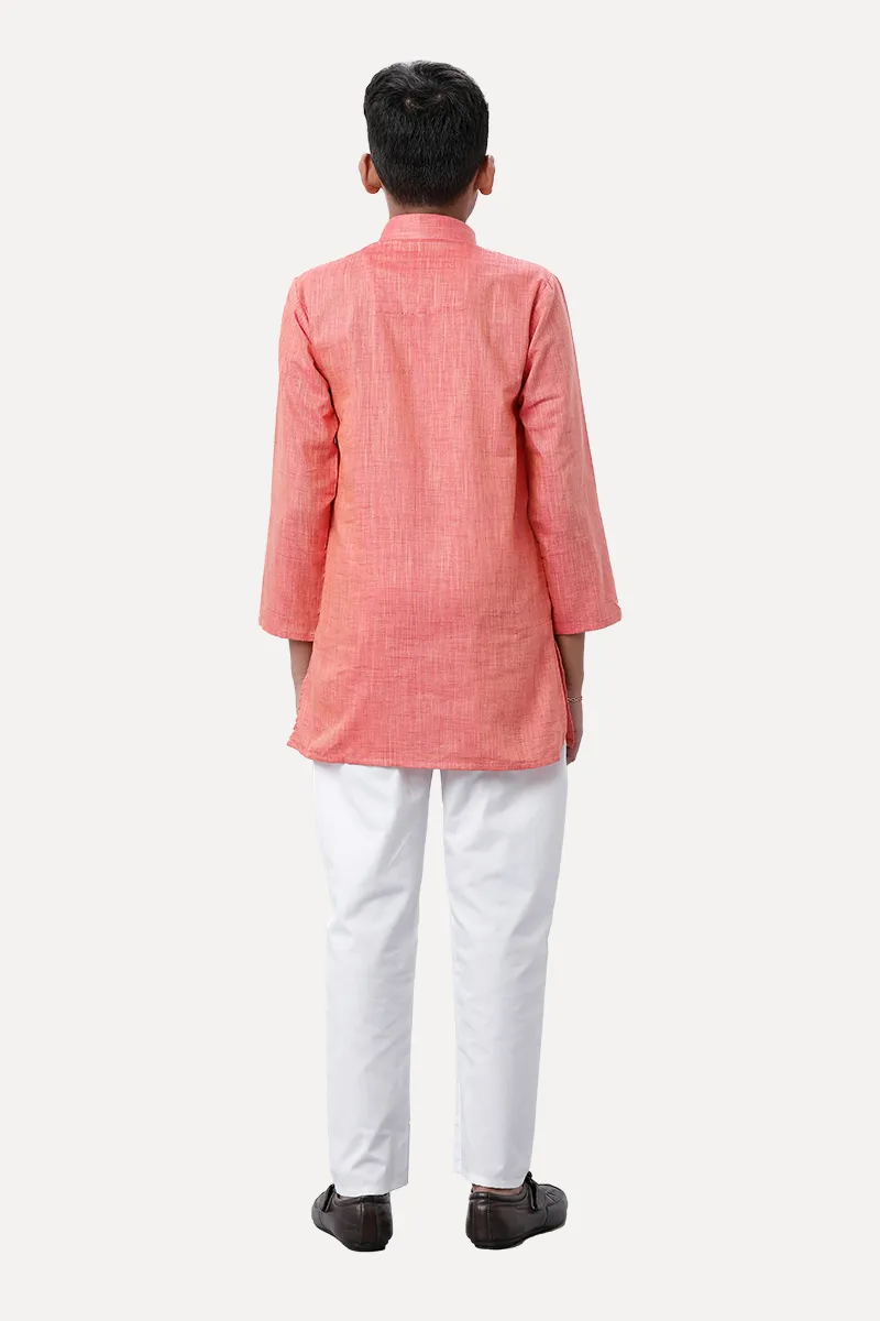 Exotic - Soft Orange Kurta and Pyjama 2 In 1 Set For Kids | Uathayam