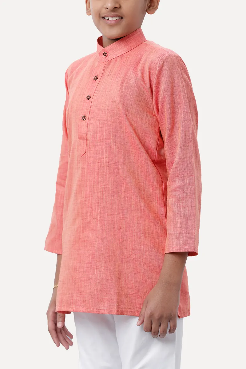 Exotic - Soft Orange Kurta and Pyjama 2 In 1 Set For Kids | Uathayam
