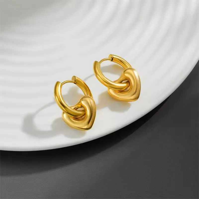 Exquisite Minimalist Romantic Heart Love Hoop Earrings