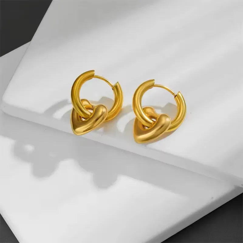 Exquisite Minimalist Romantic Heart Love Hoop Earrings
