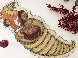 Fall Pumpkin Bead and Embroidery Table Runner