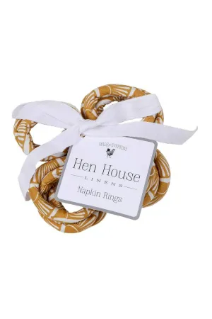 fandango camel yellow printed cloth napkin rings