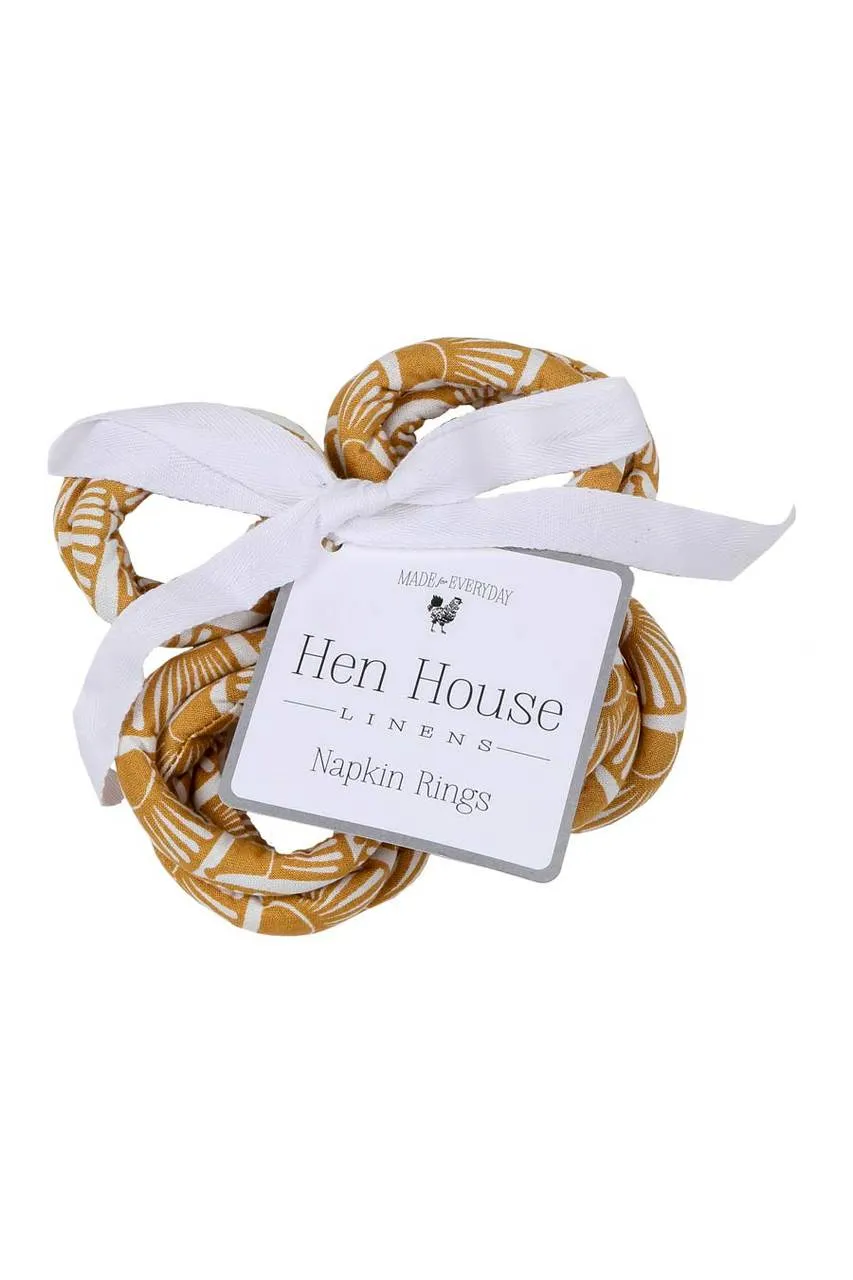 fandango camel yellow printed cloth napkin rings