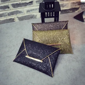 Fashion Envelope style Lady Sparkling Dazzling Sequins Clutch Bag Purse Evening Party Handbag Day Clutches