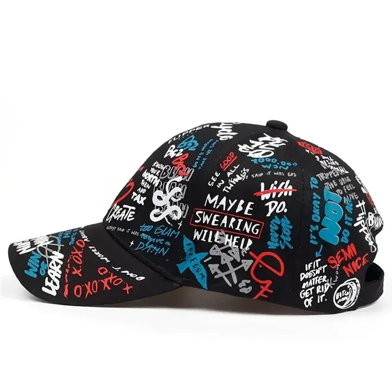 Fashion Graffiti Baseball Cap - Sun Hip Hop Visor Spring Hat, Adjustable Snapback Cotton Cap