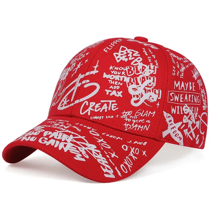 Fashion Graffiti Baseball Cap - Sun Hip Hop Visor Spring Hat, Adjustable Snapback Cotton Cap