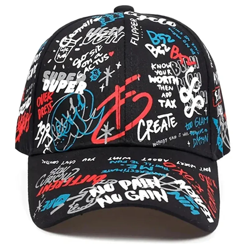 Fashion Graffiti Baseball Cap - Sun Hip Hop Visor Spring Hat, Adjustable Snapback Cotton Cap
