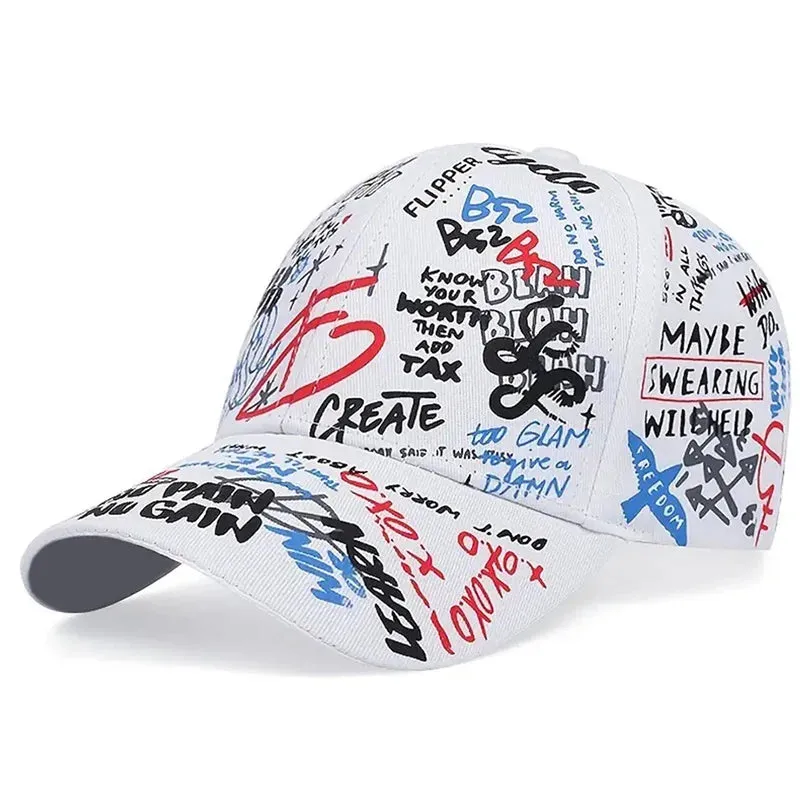 Fashion Graffiti Baseball Cap - Sun Hip Hop Visor Spring Hat, Adjustable Snapback Cotton Cap