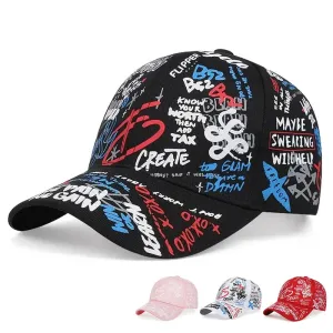 Fashion Graffiti Baseball Cap - Sun Hip Hop Visor Spring Hat, Adjustable Snapback Cotton Cap