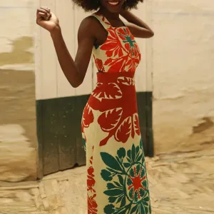 Fashion Pattern Slim A-line Dress Bohemian Dress