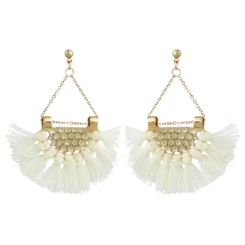 Flamenco White Tassel Earrings