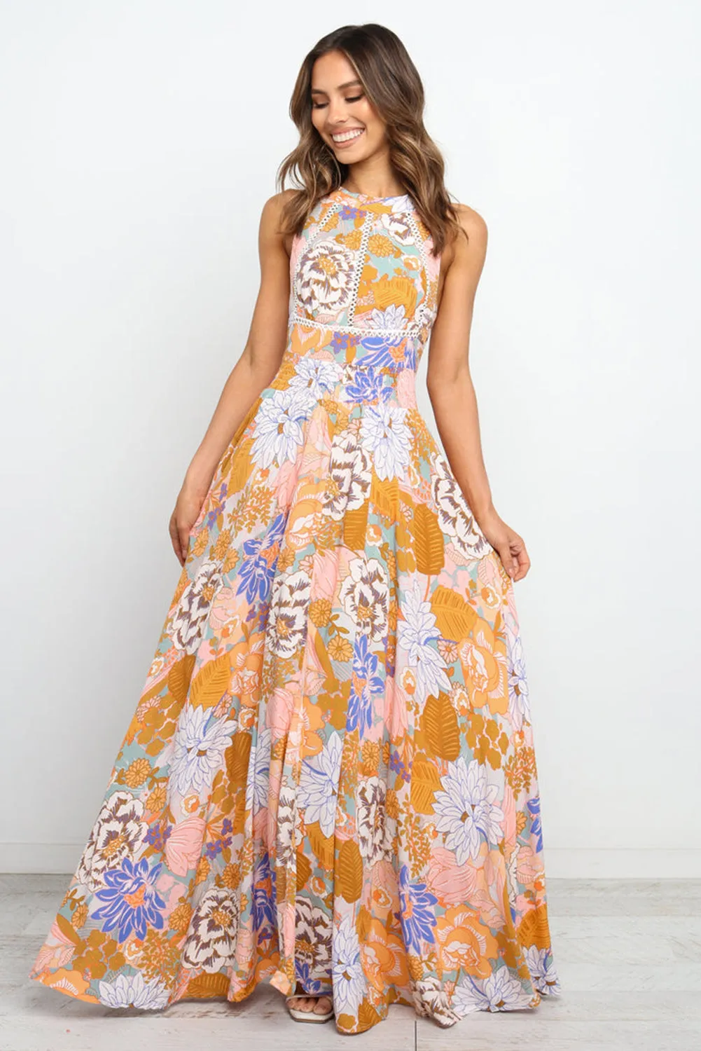 Floral Backless Maxi Dress