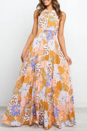 Floral Backless Maxi Dress