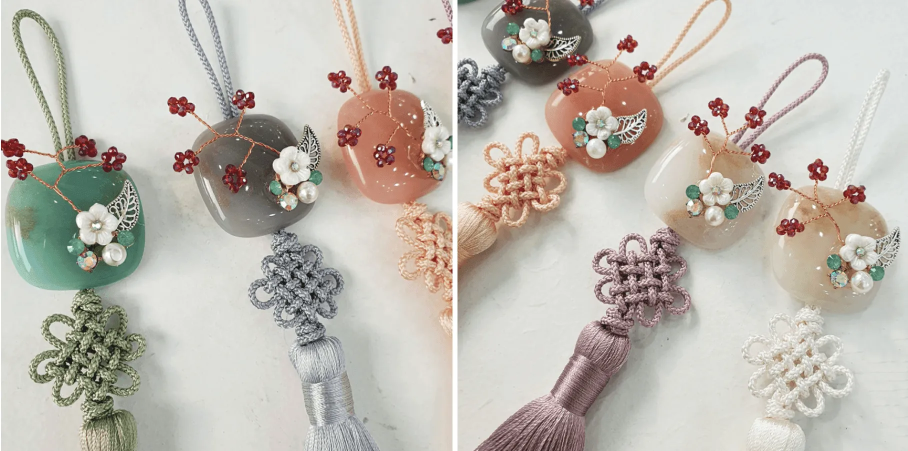 Floral Branch Stone Tassel Norigae