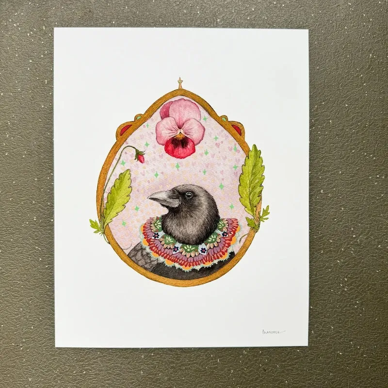 Floral Flight Crew: Crow of Pansies 8x10 Print
