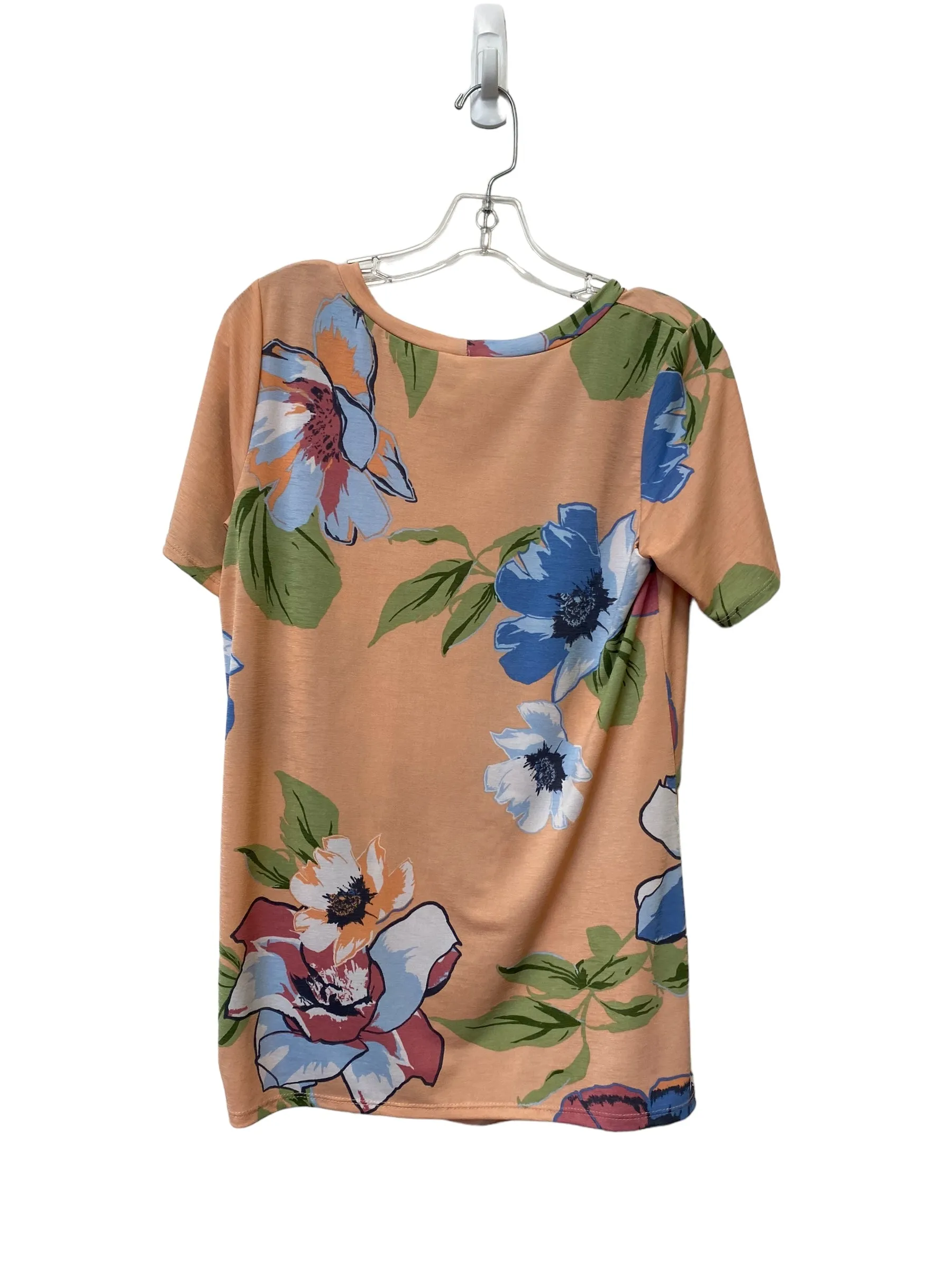 Floral Print Top Short Sleeve Clothes Mentor, Size L