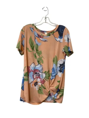 Floral Print Top Short Sleeve Clothes Mentor, Size L