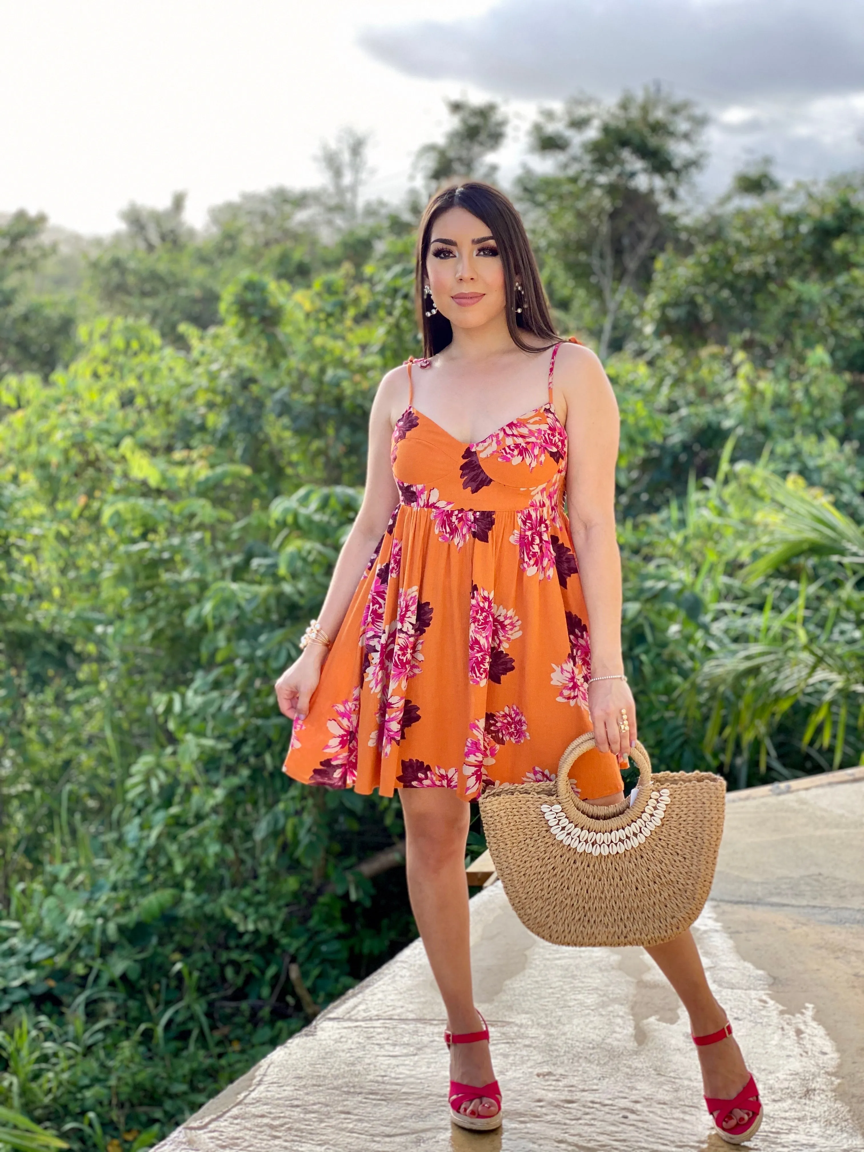 Flower Print Mini Dress