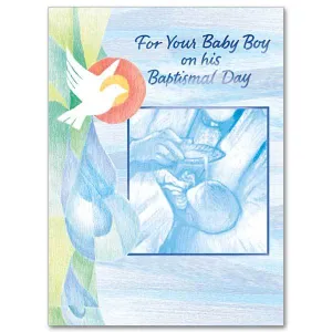 For Your Baby Boy On His Baptismal Day Baptism Card (4.375 x 5.9375")