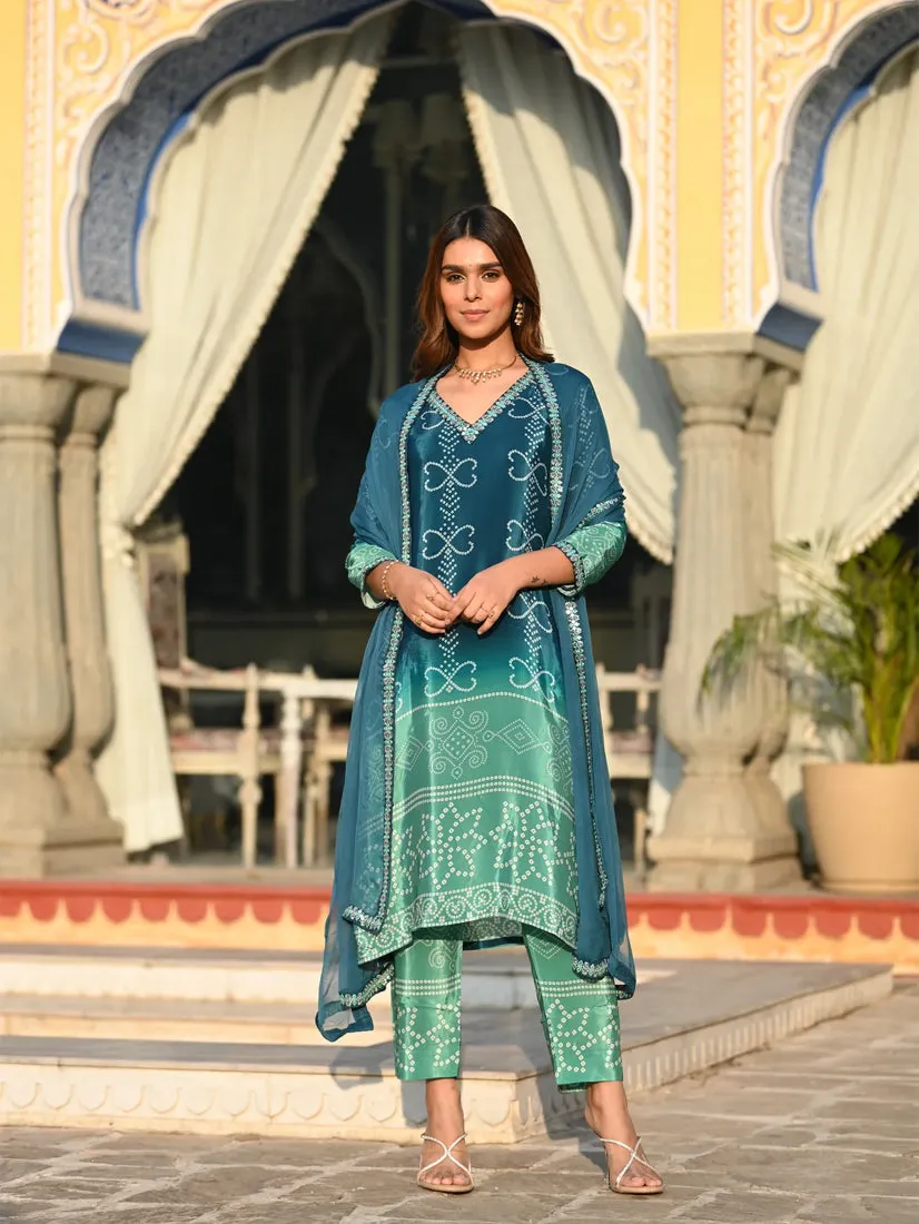 FRIFILL Elegant Bandhani Printed Pakistani Suit – Traditional &amp; Stylish Ethnic Wear