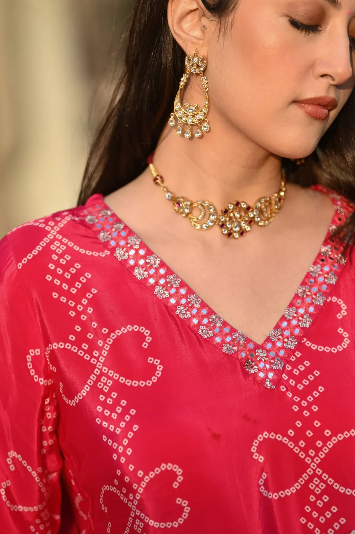 FRIFILL Elegant Bandhani Printed Pakistani Suit – Traditional &amp; Stylish Ethnic Wear