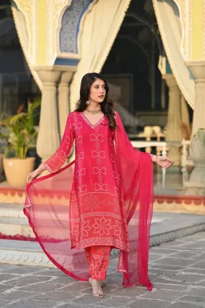 FRIFILL Elegant Bandhani Printed Pakistani Suit – Traditional &amp; Stylish Ethnic Wear