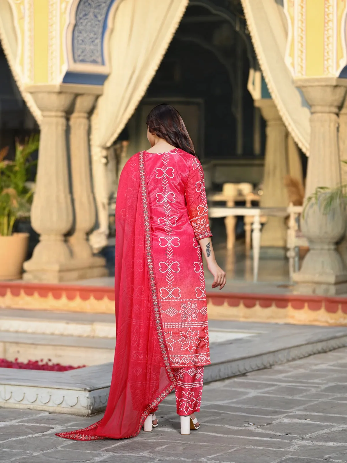 FRIFILL Elegant Bandhani Printed Pakistani Suit – Traditional &amp; Stylish Ethnic Wear
