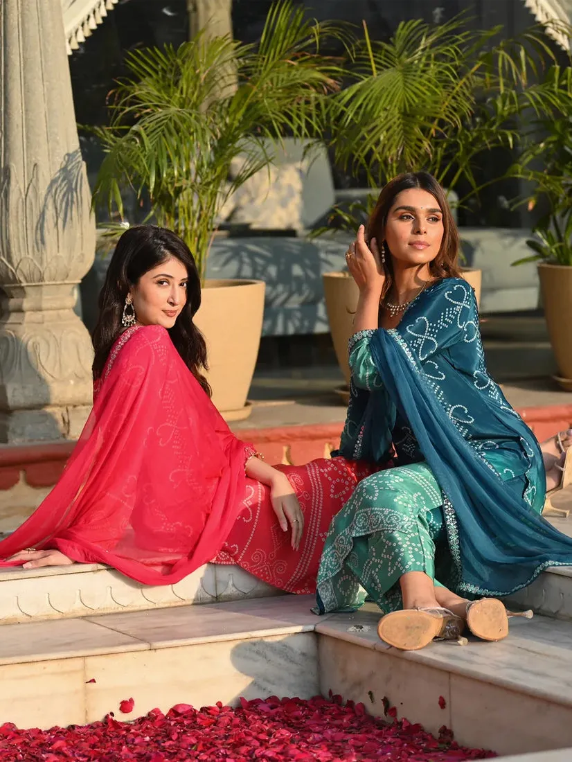 FRIFILL Elegant Bandhani Printed Pakistani Suit – Traditional &amp; Stylish Ethnic Wear