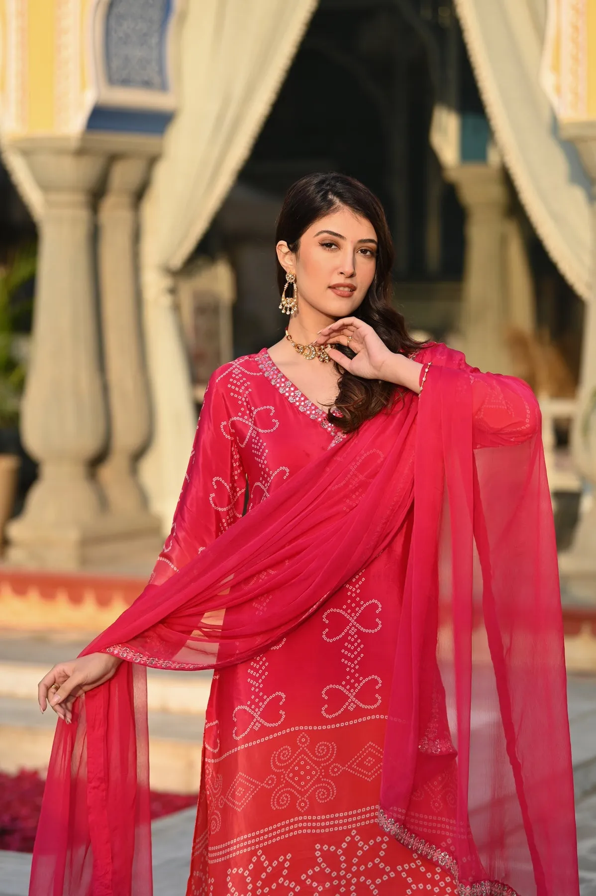 FRIFILL Elegant Bandhani Printed Pakistani Suit – Traditional &amp; Stylish Ethnic Wear
