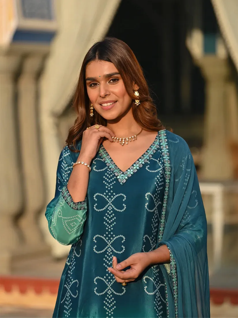 FRIFILL Elegant Bandhani Printed Pakistani Suit – Traditional &amp; Stylish Ethnic Wear