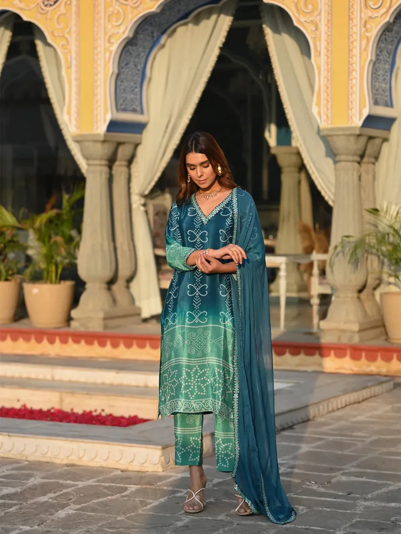 FRIFILL Elegant Bandhani Printed Pakistani Suit – Traditional &amp; Stylish Ethnic Wear